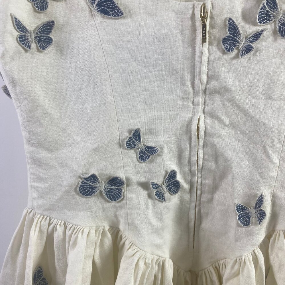 Agua By Agua Bendita Lima Embroidered Butterfly Linen Dress - Picture 8 of 10